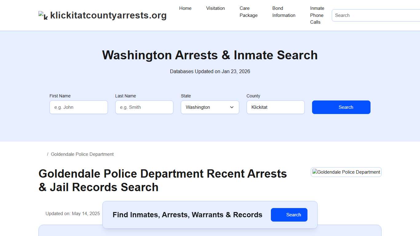 Goldendale Police Department, WA Arrests, Records, Jail Roster Lookup